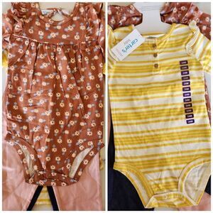 Carter's 24 month 4 piece set New NWT baby girl floral mustard yellow striped